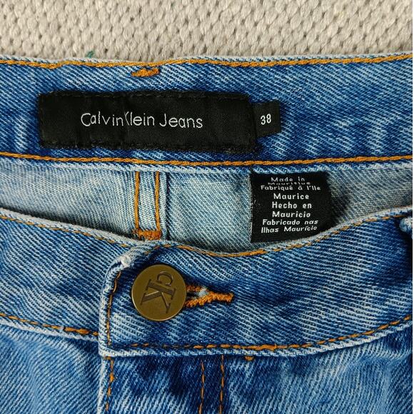 Calvin Klein Vintage Jean Shorts Men's 37X8 Blue Stone Wash Baggy Street Grunge - Picture 4 of 13